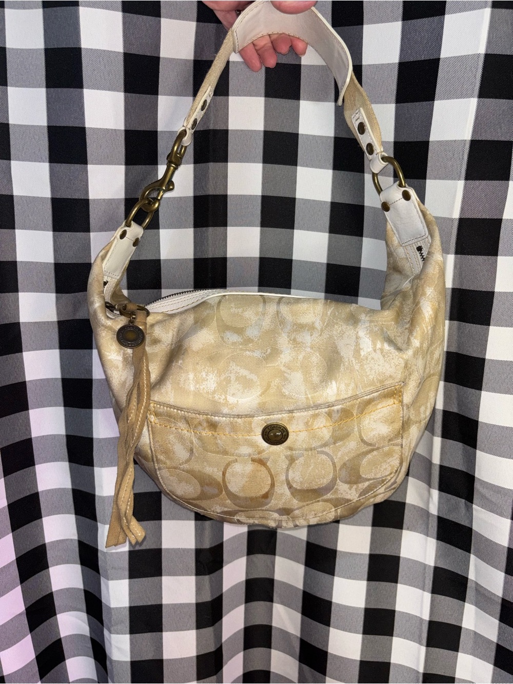 Coach Hampton Hobo Tie-Dye Jacquard Signature Shoulder Bag Y2K 2006 - Picture 1 of 7